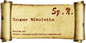 Szuper Nikoletta névjegykártya